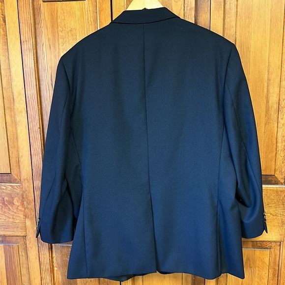 Cross & Winsor Navy Polyester & Wool Blazer Sport Coat Suit Preowned Size 48R - Picture 3 of 9